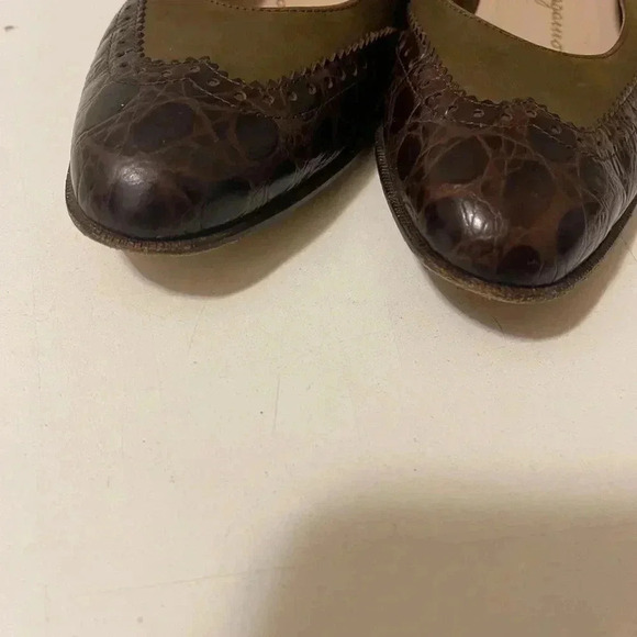 Salvatore Ferragamo crocodile flat Brown and Green size 6 - Picture 5 of 15